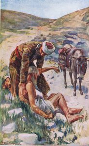 Dobrý Samaritán, ilustrace z Harold Copping Pictures: The Crown Series, c.1920 od Harold Copping