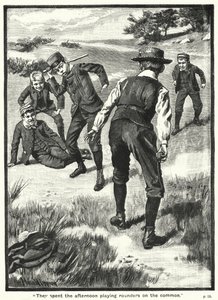 "Strávili odpoledne hraním rounders on the common" (rytina) od Harold Copping
