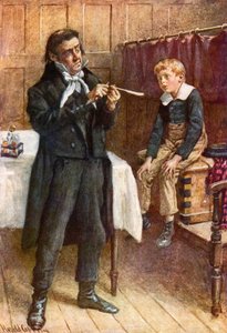 Wackford Squeers and the New Pupil (barevné lito) od Harold Copping