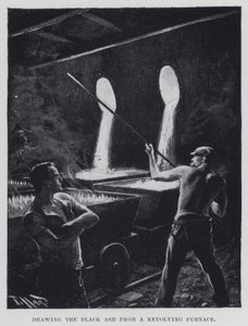 Čerpání černého popela z otočné pece (černobílá fotografie) od Harold Hume Piffard