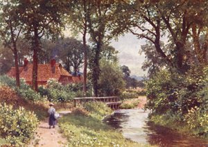 The Bourne, Chobham (barevná litografie) od Harold Sutton Palmer