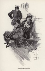Kapitán na palubě lodi mluví s ženou v rekonvalescenci (litho) od Harrison Fisher