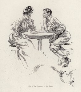 Pár popíjející po tenisovém zápase (color litho) od Harrison Fisher
