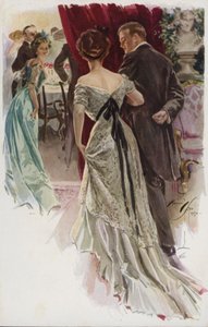 Ilustrace k filmu Když se muž vezme od Mary Roberts Rinehart (barevné lito) od Harrison Fisher