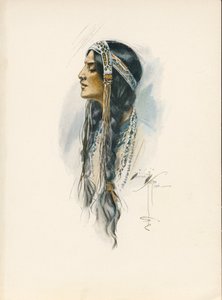 Longfellowova Píseň o Hiawathovi (barevná litografie) od Harrison Fisher