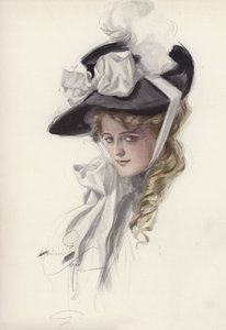 Portrét ženy v luxusním klobouku (barva litho) od Harrison Fisher