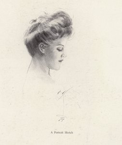 Portrét ženy v profilu (litho) od Harrison Fisher