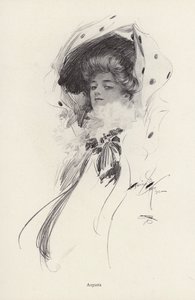 Portrét ženy jménem Augusta (litografie) od Harrison Fisher
