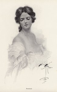 Portrét ženy jménem Rosamond (litho) od Harrison Fisher