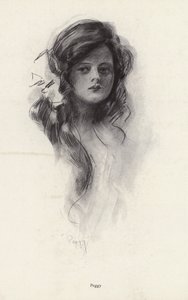 Portrét mladé dívky jménem Peggy (litho) od Harrison Fisher