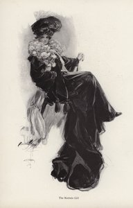 Portrét mladé ženy v dlouhém kabátě a šatech (litho) od Harrison Fisher