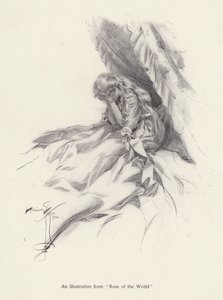 Rosamond English, postava z Rose of the World, román od Egerton Castle (litho) od Harrison Fisher