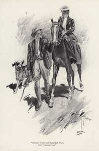 Dvě postavy, Penelope Drake a Randolph Shaw z románu Soud zbabělosti od George Barra McCutcheona (litho) od Harrison Fisher