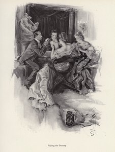 Dva páry hrající karty na večerní párty (litho) od Harrison Fisher