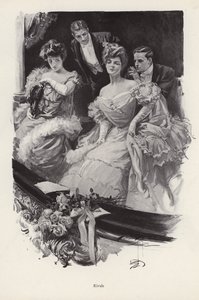 Dvě ženy v lóži v divadle spolu soutěží o mužskou pozornost (litho) od Harrison Fisher