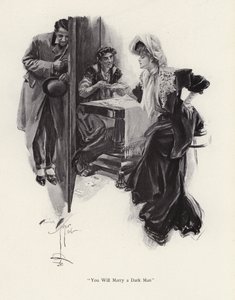 Mladá žena, které její budoucnost řekl Cikán (litho) od Harrison Fisher
