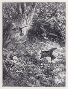 Děti v lese (rytina) od Harrison William Weir