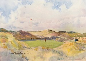 Golfová hřiště: Formby, starý sedmý green (barevná litografie)