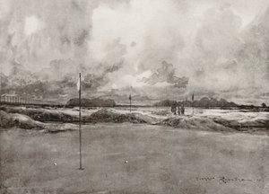 Golfová hřiště: Mitcham, sedmý green (litografie)