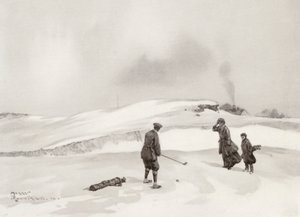 Golfová hřiště: Skegness, druhá rána na deváté jamce (litografie)