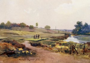 Golfová hřiště: Handsworth, první odpaliště (barevná litografie)