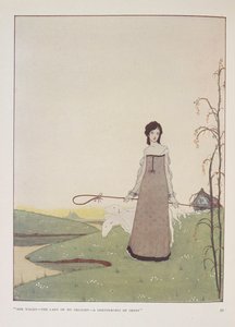 "Chodí - paní mého potěšení - pastýřka ovcí." Ilustrace pro Pastýřku od Alice Meynell. od Harry Clarke
