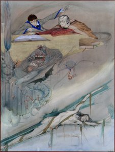 Pád domu Usherů, 1923 (tužka a wc) od Harry Clarke