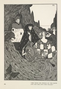 Rajská zahrada. Vzala prince za ruku a vedla ho do svého paláce. od Harry Clarke