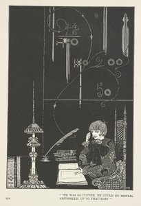 Lumikuningatar. Hän oli niin älykäs, että pystyi laskemaan mielessään murtolukuihin asti. od Harry Clarke