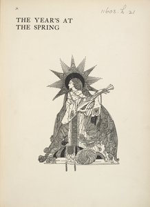 Ilustrace bez názvu. Žena hrající na hudební nástroj. od Harry Clarke