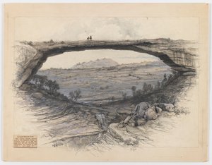 Rainbow Bridge (mytí, grafit a dřevěné uhlí na papíře)