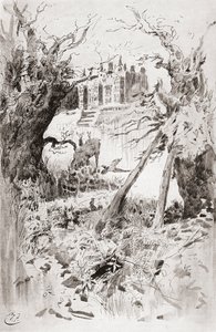Bezútěšný dům. Ilustrace Harryho Furnisse k románu Charlese Dickense Bleak House, z The Testimonial Edition, vydaném v roce 1910. od Harry Furniss