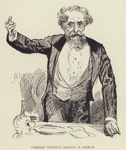 Charles Dickens pronáší projev od Harry Furniss