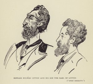 Edward Bulwer Lytton a jeho syn hrabě z Lyttonu, Owen Meredith od Harry Furniss