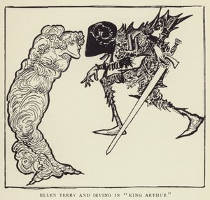 Ellen Terry a Irving ve filmu Král Artuš od Harry Furniss
