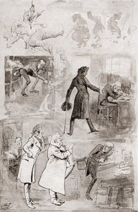 Ilustrace pro Vánoční koledu z vánočních knih od Charlese Dickense od Harry Furniss