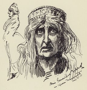 Slečna Genevieve Ward jako královna Margaret od Harry Furniss