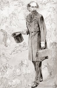 Nekomerční cestovatel. Ilustrace Harryho Furnisse k povídce Nekomerční cestovatel z vánočních knih Charlese Dickense, která vyšla v The Testimonial Edition z roku 1910. od Harry Furniss