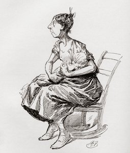 Tilly Slowboy. Ilustrace Harryho Furnisse k povídce Cricket on the Hearth z Vánočních knih Charlese Dickense, která vyšla v The Testimonial Edition z roku 1910. od Harry Furniss