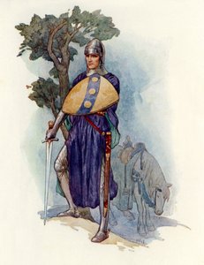 Rytíř na cestě (barevná litografie) od Harry George Theaker