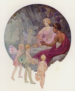 Kalypsó ve své jeskyni (barevná litografie)