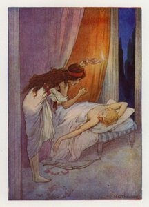 Amor, jako leep (barevná litografie) od Harry George Theaker