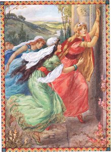 Emer dorazil ke dveřím jako první (z Champions Portion) (barevná litografie) od Harry George Theaker