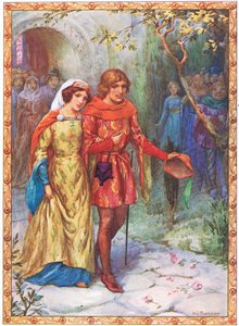 Oženil se s dámou vysokého původu (z knihy Příběh Gamelyn) (barevná litografie) od Harry George Theaker