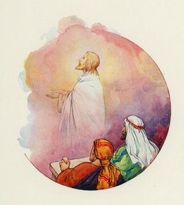 Byl od nich odloučen a vynesen do nebe (barevná litografie). od Harry George Theaker