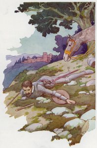 Ilustrace k Donu Quijotovi (barevná litografie) od Harry George Theaker
