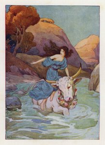 Jupiter se ponořil do oceánu a odplul (barevná litografie). od Harry George Theaker