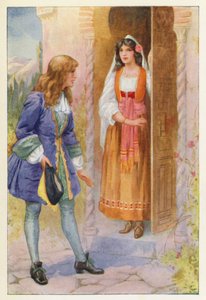 Ruyz de Alarcon a růže z Alhambry (barevná litografie) od Harry George Theaker