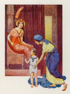 Mojžíšova matka ho odvedla k princezně (barevná litografie) od Harry George Theaker