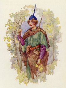 V celém Středozemí nebyla žádná tak spravedlivá a milující žena, jako byla panna Mariana Robinu Hoodovi (barevná litografie).